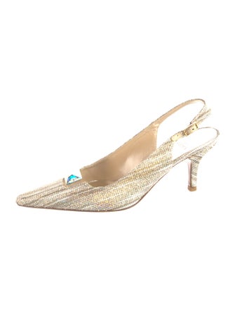Stuart Weitzman Rattan Glitter Accents Slingback Pumps
