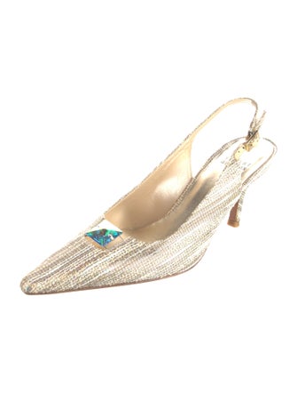 Stuart Weitzman Rattan Glitter Accents Slingback Pumps