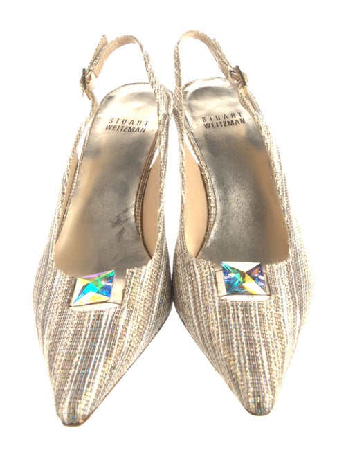 Stuart Weitzman Rattan Glitter Accents Slingback Pumps