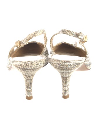 Stuart Weitzman Rattan Glitter Accents Slingback Pumps