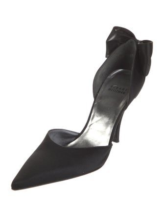Stuart Weitzman Satin Bow Accents D'Orsay Pumps