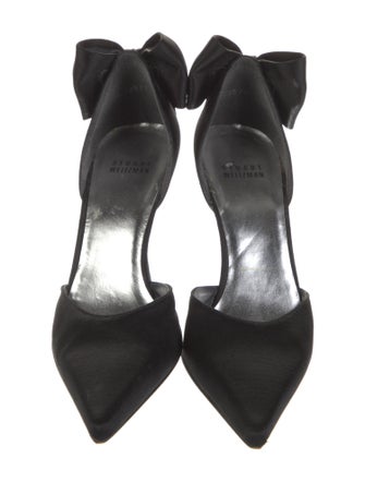 Stuart Weitzman Satin Bow Accents D'Orsay Pumps