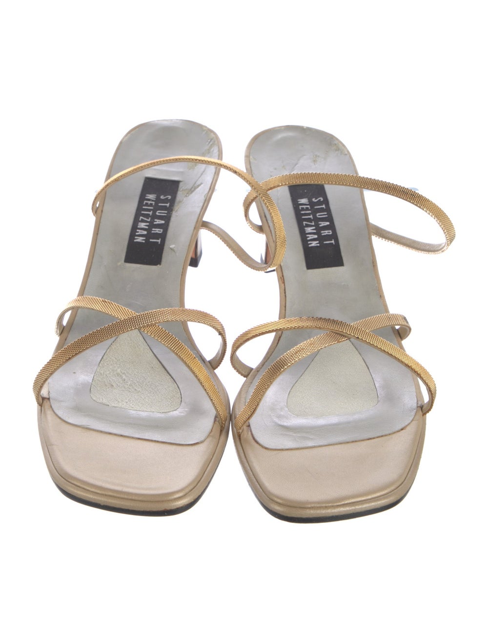 Stuart Weitzman Leather Slides Gold & Neutrals Cr… - image 3