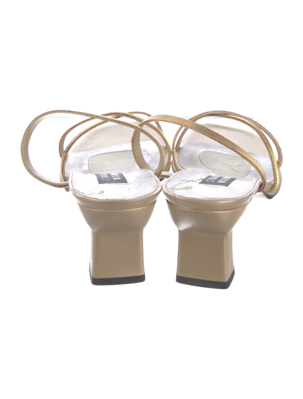 Stuart Weitzman Leather Slides Gold & Neutrals Cr… - image 4