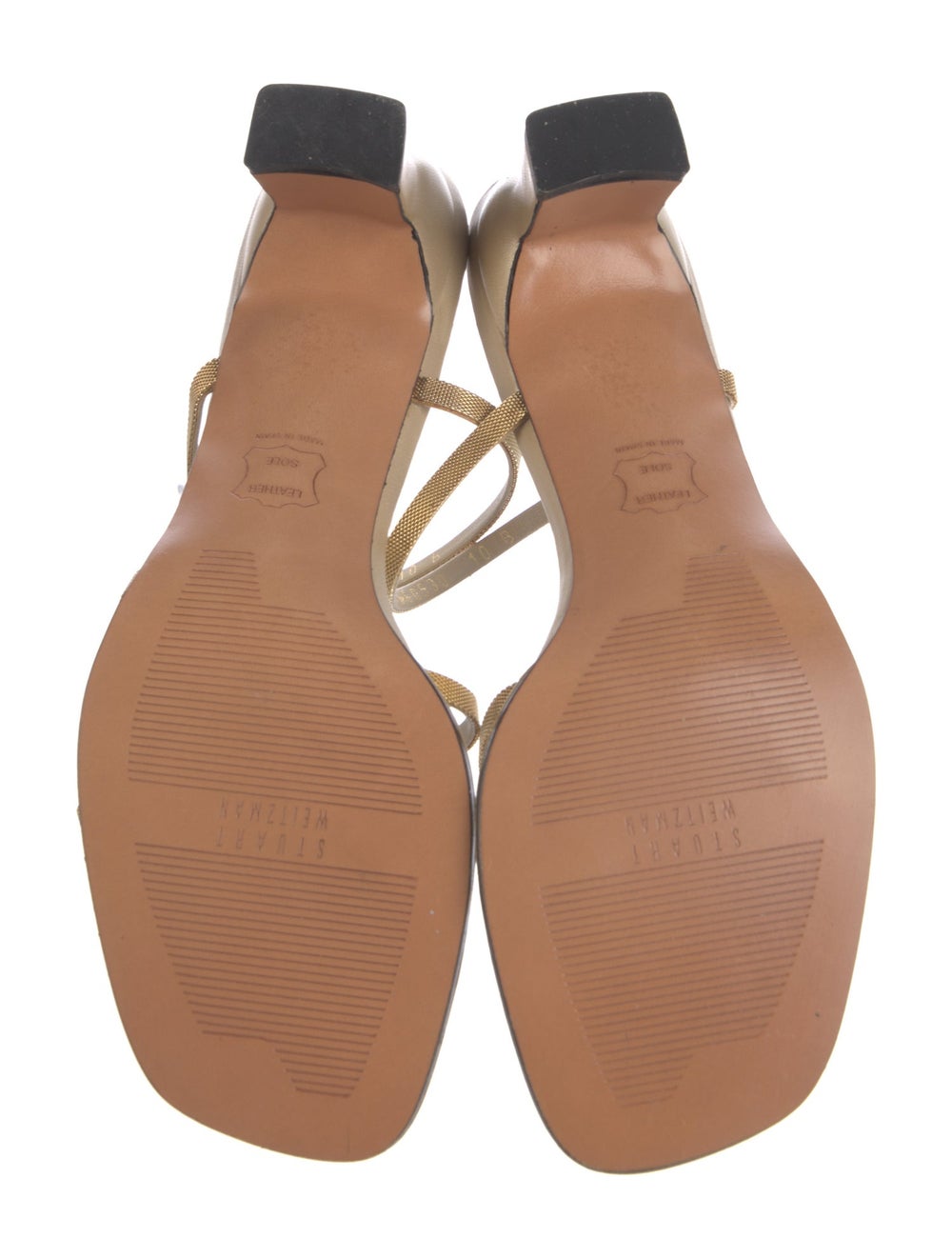 Stuart Weitzman Leather Slides Gold & Neutrals Cr… - image 5