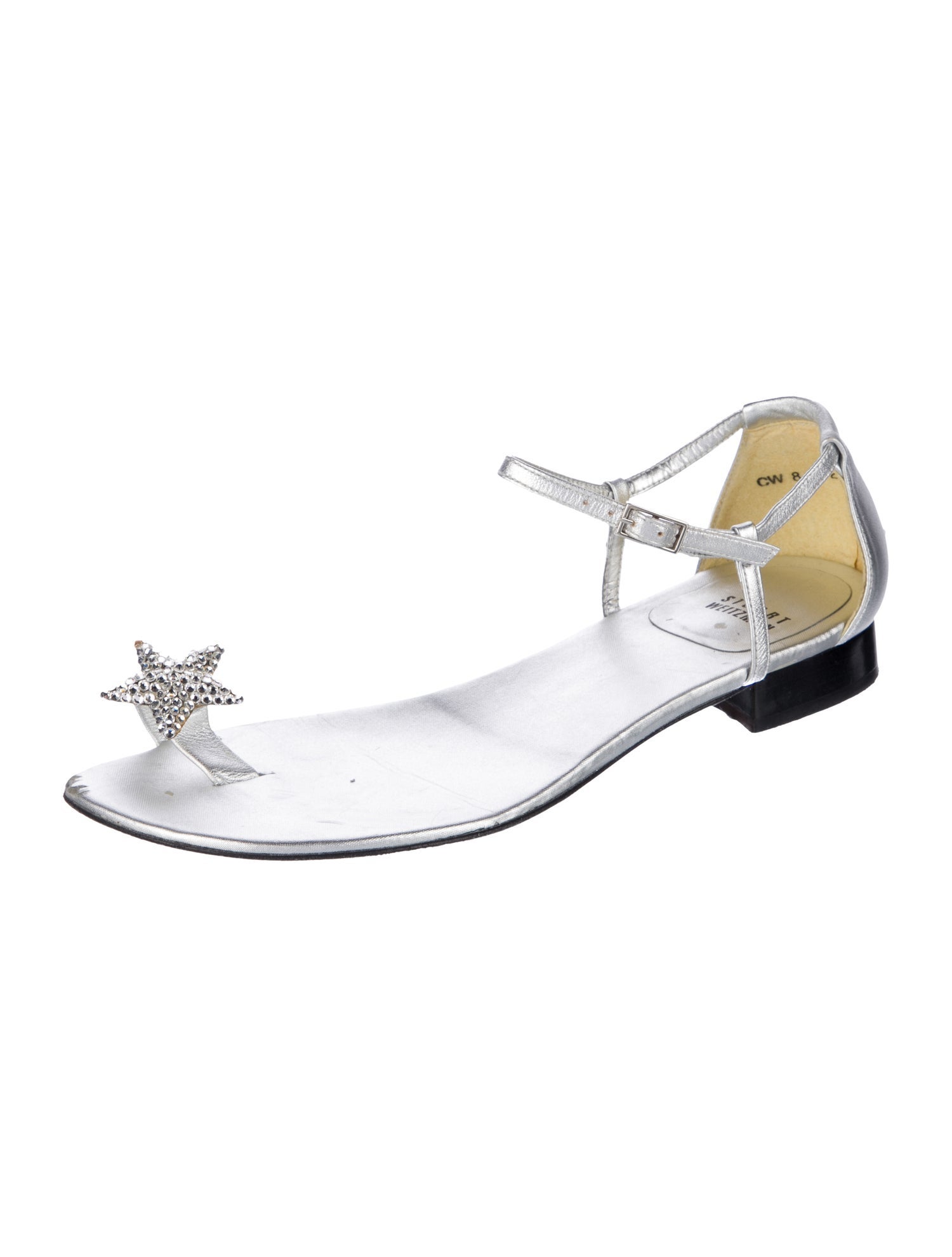 Stuart Weitzman Silver Leather Sandals