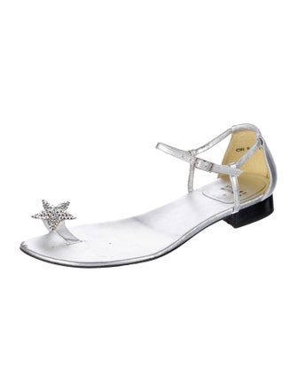 Stuart Weitzman Silver Leather Sandals