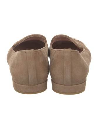 Stuart Weitzman Suede Studded Accents Loafers