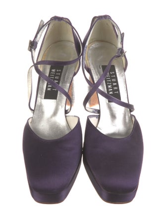 Stuart Weitzman Satin Crystal Embellishments D'Orsay Pumps