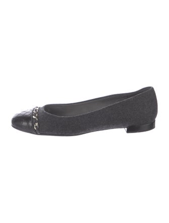 Stuart Weitzman Wool Chain-Link Accents Ballet Flats