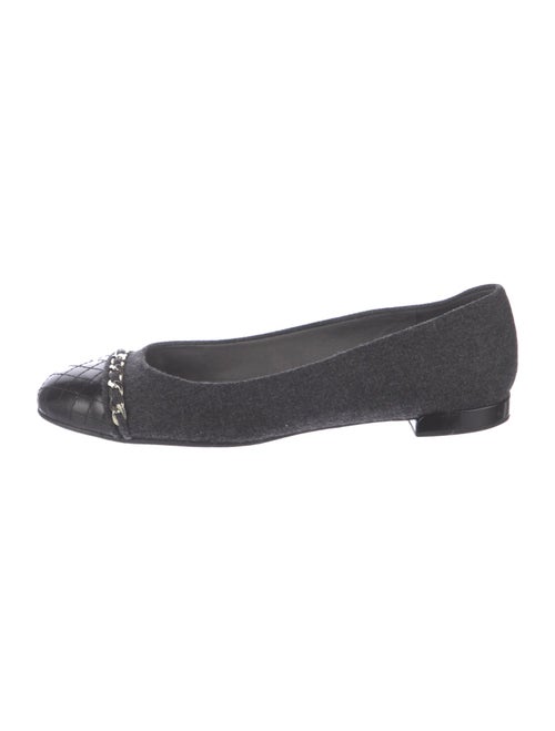 Stuart Weitzman Wool Chain-Link Accents Ballet Flats