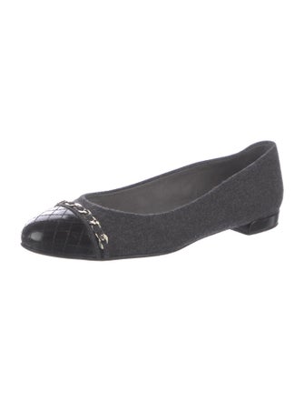 Stuart Weitzman Wool Chain-Link Accents Ballet Flats