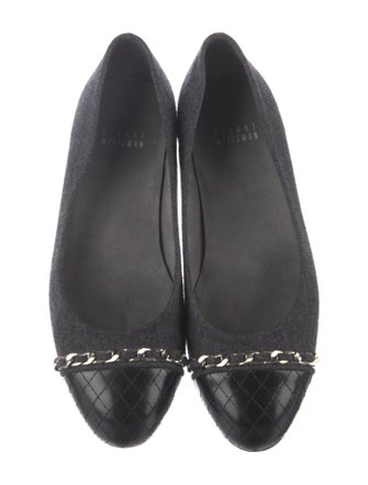 Stuart Weitzman Wool Chain-Link Accents Ballet Flats