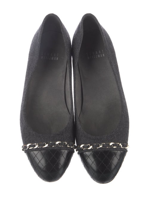 Stuart Weitzman Wool Chain-Link Accents Ballet Flats