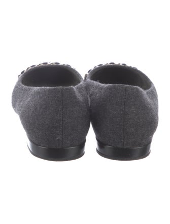 Stuart Weitzman Wool Chain-Link Accents Ballet Flats