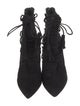 Stuart Weitzman Suede Mesh Accents Lace-Up Boots