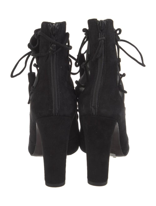 Stuart Weitzman Suede Mesh Accents Lace-Up Boots