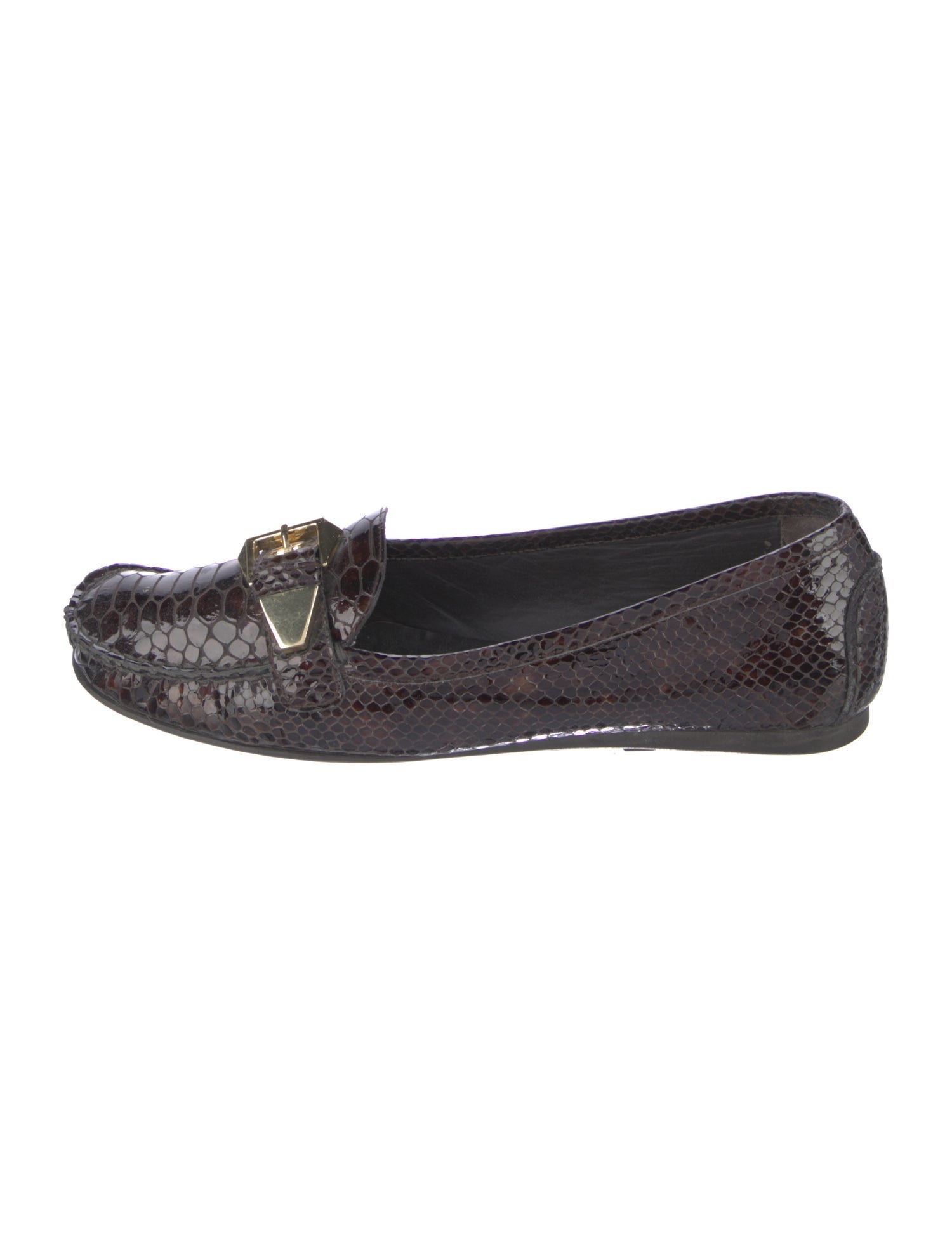Stuart Weitzman Patent Leather Animal Print Loafers