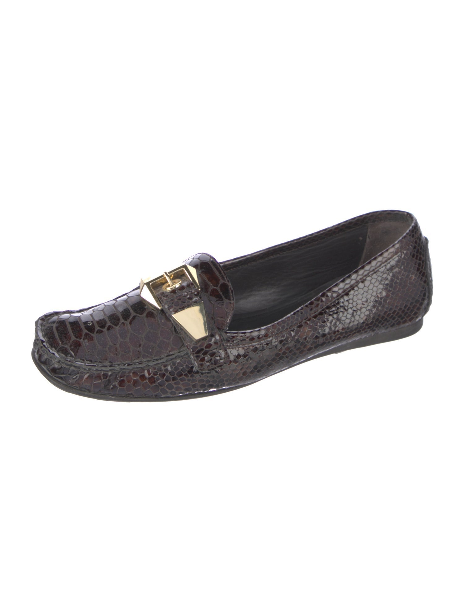 Stuart Weitzman Patent Leather Animal Print Loafers
