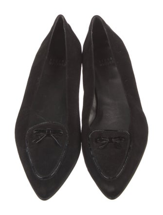 Stuart Weitzman Suede Bow Accents Flats