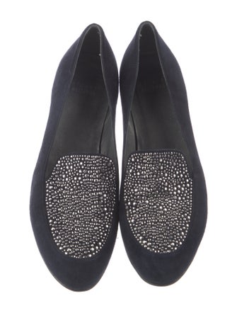 Stuart Weitzman Suede Studded Accents Loafers