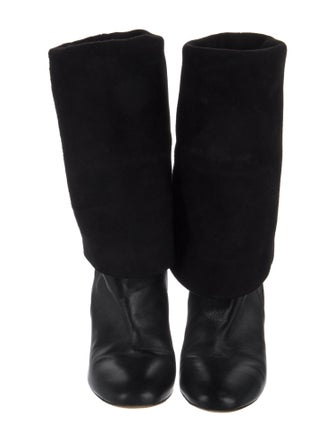 Stuart Weitzman Suede Leather Trim Embellishment Boots