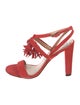 Stuart Weitzman Suede Tassel Accents Slingback Sandals