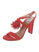 Stuart Weitzman Suede Tassel Accents Slingback Sandals