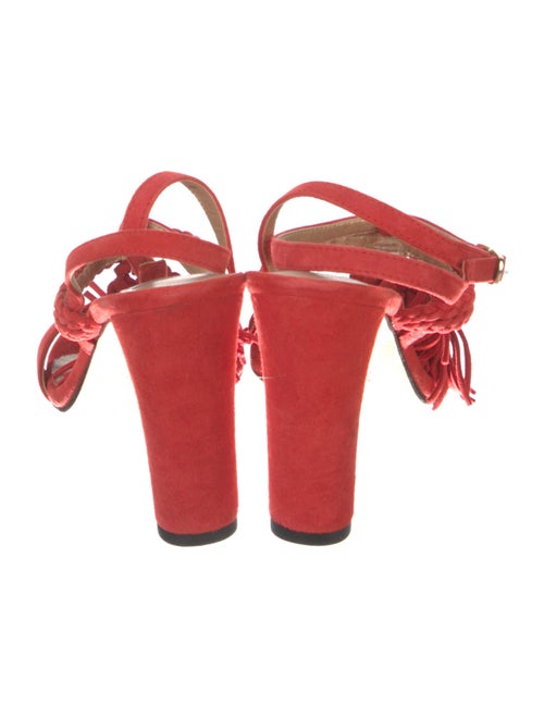 Stuart Weitzman Suede Tassel Accents Slingback Sandals