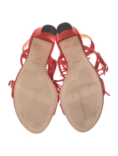 Stuart Weitzman Suede Tassel Accents Slingback Sandals