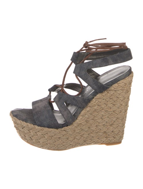 Stuart Weitzman Denim Braided Accents Espadrilles
