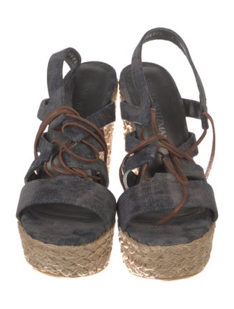 Stuart Weitzman Denim Braided Accents Espadrilles