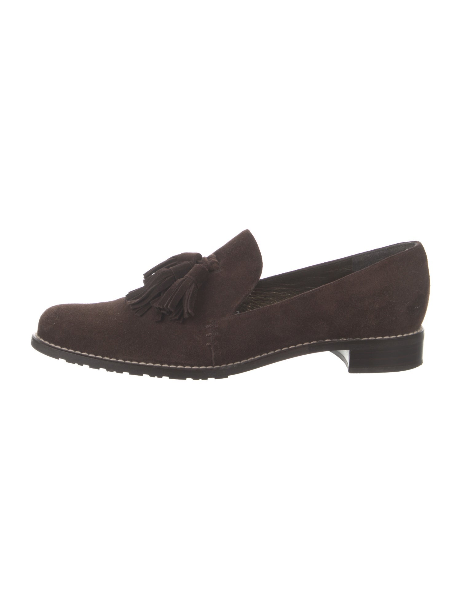 Stuart Weitzman Suede Tassel Accents Loafers