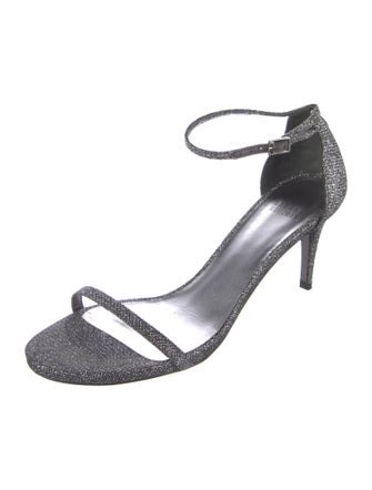 Stuart Weitzman Leather Glitter Accents Sandals
