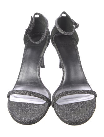 Stuart Weitzman Leather Glitter Accents Sandals