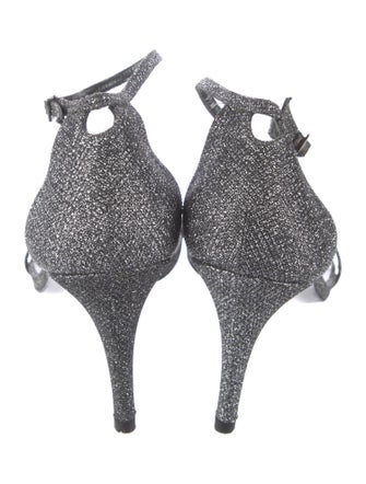 Stuart Weitzman Leather Glitter Accents Sandals