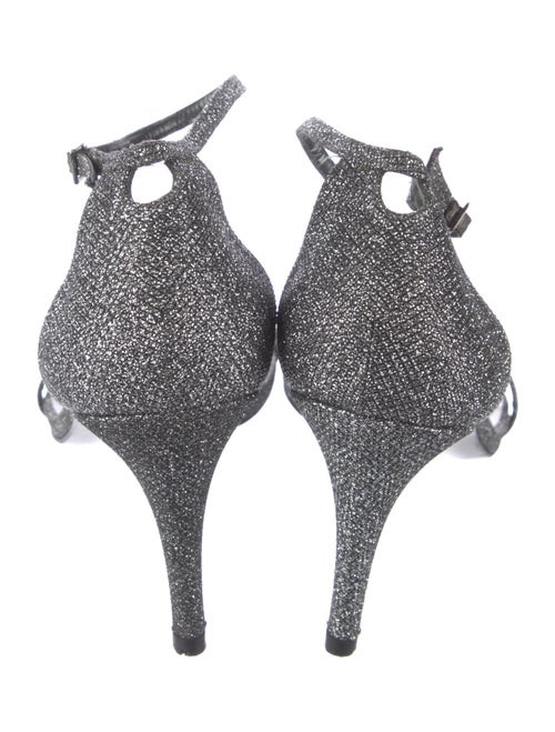 Stuart Weitzman Leather Glitter Accents Sandals