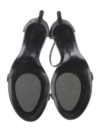 Stuart Weitzman Leather Glitter Accents Sandals