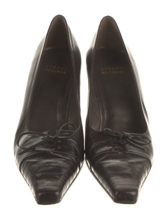 Stuart Weitzman Leather Bow Accents Pumps