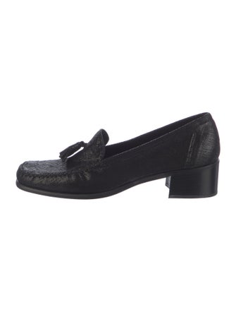 Stuart Weitzman Leather Tassel Accents Loafers