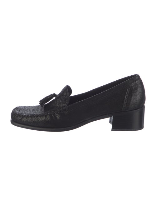 Stuart Weitzman Leather Tassel Accents Loafers