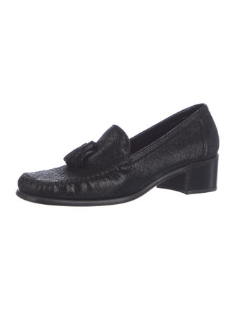 Stuart Weitzman Leather Tassel Accents Loafers