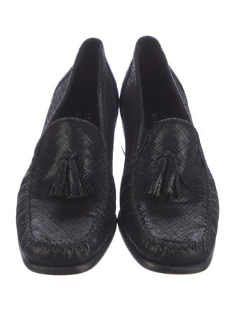 Stuart Weitzman Leather Tassel Accents Loafers