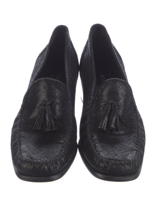 Stuart Weitzman Leather Tassel Accents Loafers