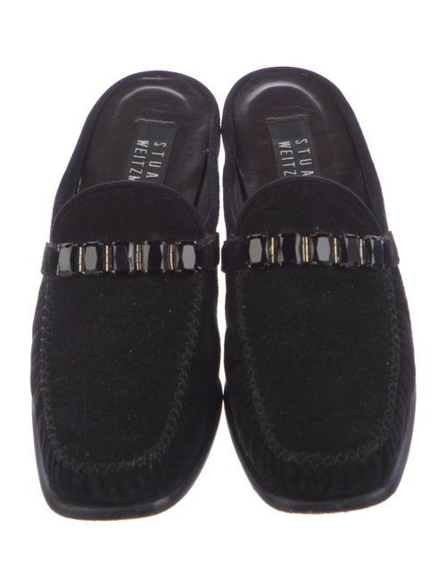 Stuart Weitzman Suede Beaded Accents Mules