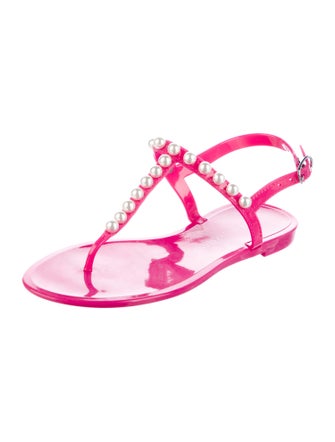 Stuart Weitzman Rubber Studded Accents T-Strap Sandals