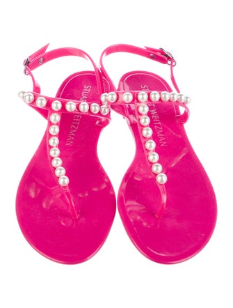 Stuart Weitzman Rubber Studded Accents T-Strap Sandals