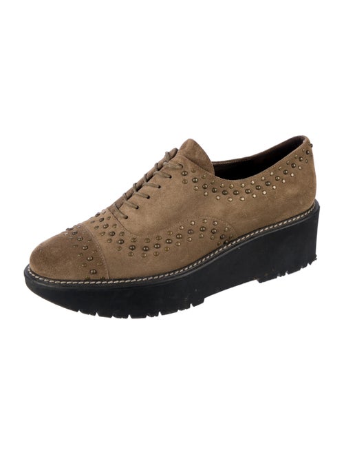 Stuart Weitzman Suede Studded Accents Oxfords