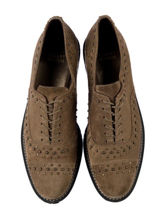 Stuart Weitzman Suede Studded Accents Oxfords