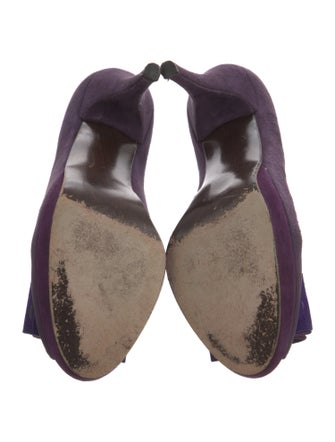 Stuart Weitzman Suede Bow Accents Pumps